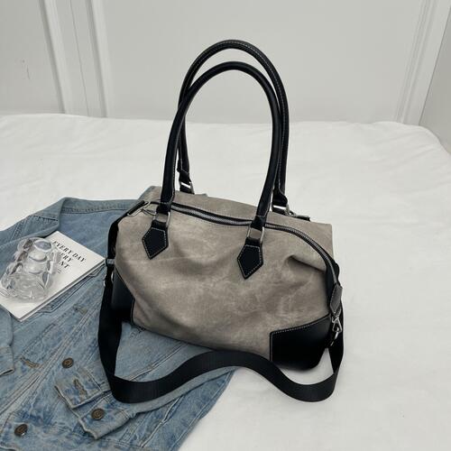 EJC Contrast PU Leather Shoulder Bag