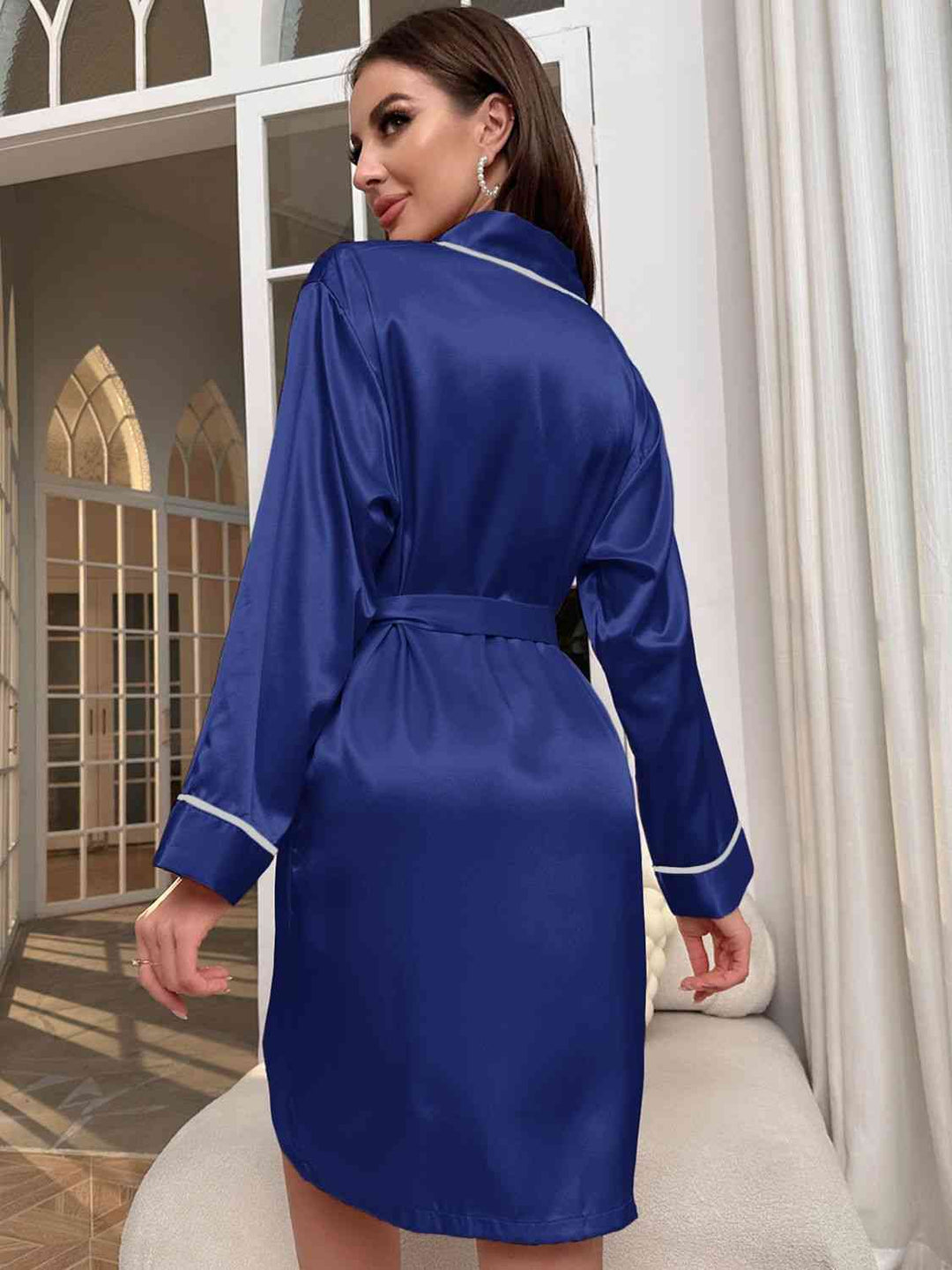 EJC Tie Waist Surplice Neck Robe