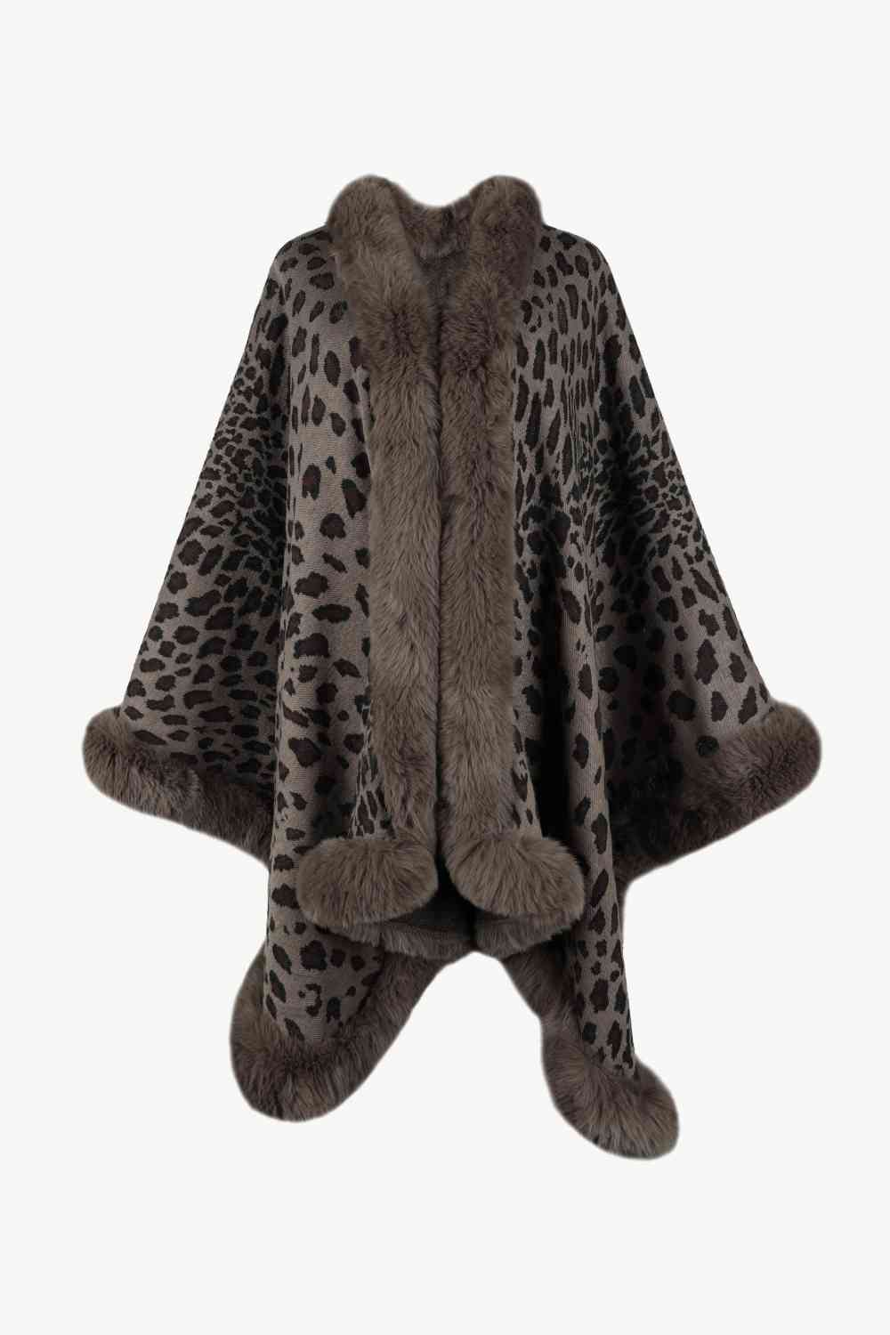 EJC Leopard Open Front Poncho