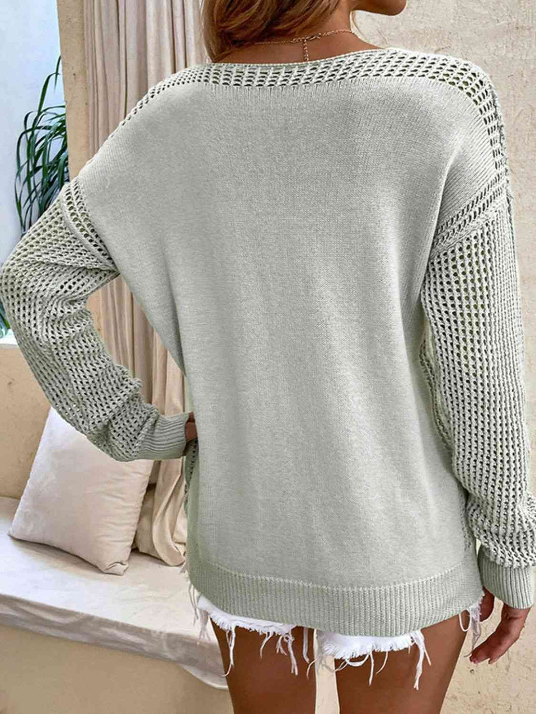 EJC Openwork V-Neck Sweater