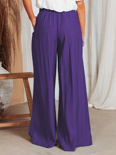 EJC Drawstring Pocketed Wide Leg Pants