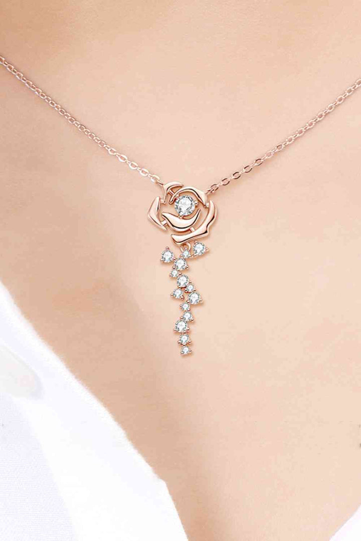 EJC 925 Sterling Silver 18K Rose Gold-Plated Pendant Necklace