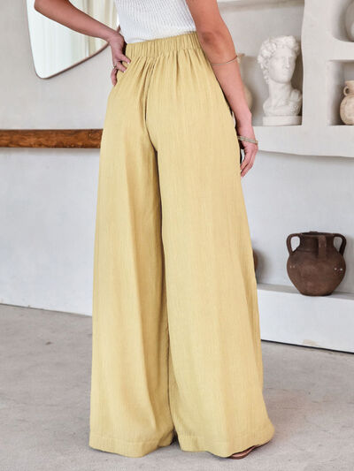 EJC Drawstring Pocketed Wide Leg Pants