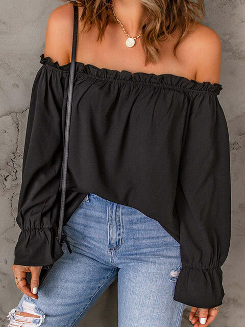 EJC Off-Shoulder Flounce Sleeve Blouse