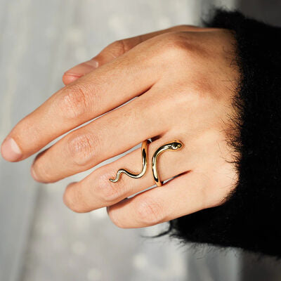 EJC Snake Shape 18K Gold-Plated Bypass Ring