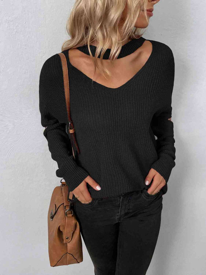 EJC Cutout Zip Detail Sweater