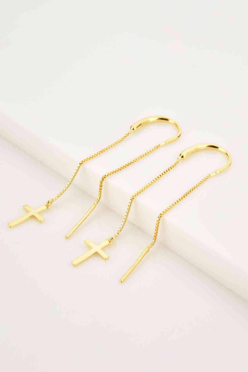 EJC Sterling Silver Cross Threader Earrings