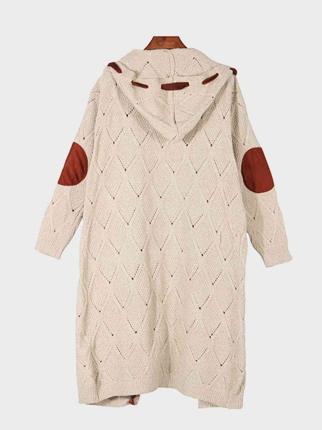 EJC Openwork Long Sleeve Open Front Hooded Cardigan