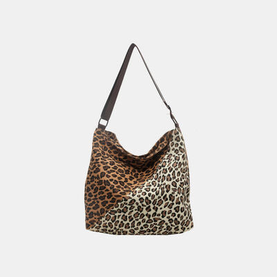 EJC Leopard Contrast Adjustable Strap Shoulder Bag