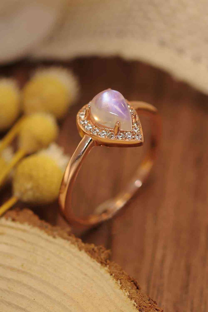 EJC Moonstone Teardrop 925 Sterling Silver Halo Ring