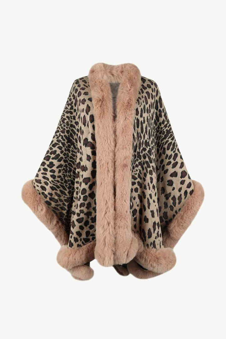 EJC Leopard Open Front Poncho