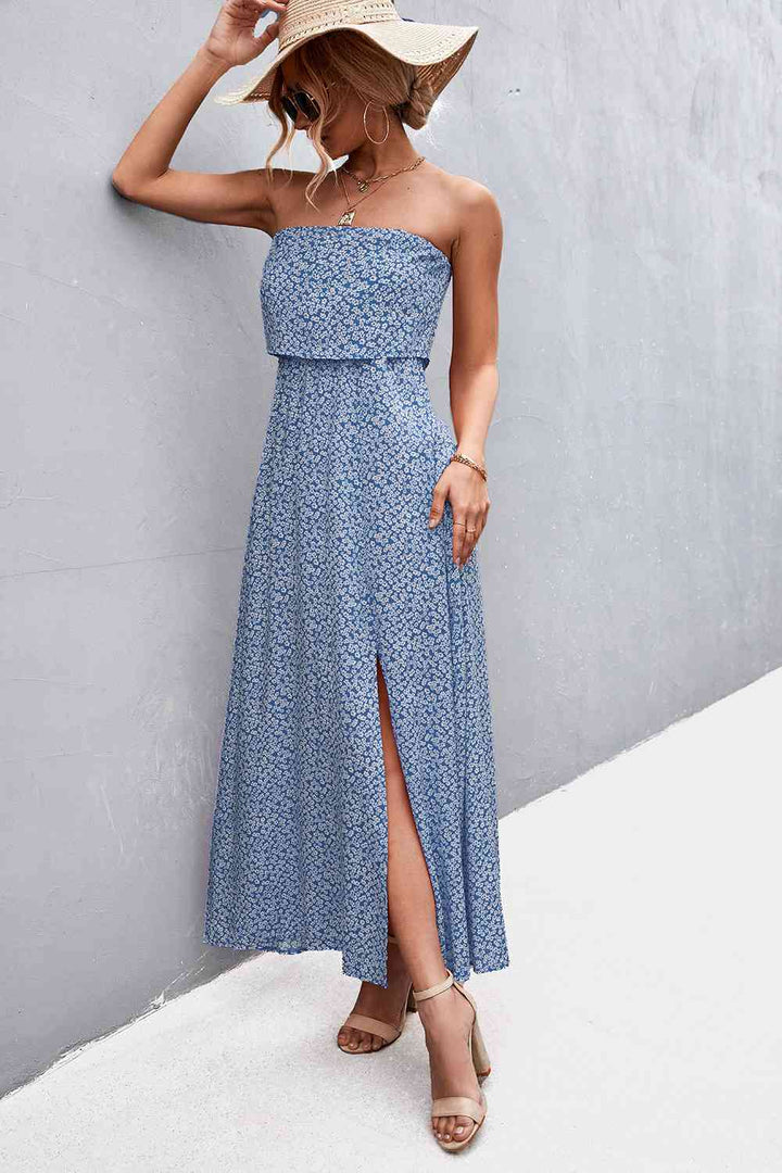 EJC Strapless Split Maxi Dress