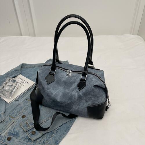 EJC Contrast PU Leather Shoulder Bag