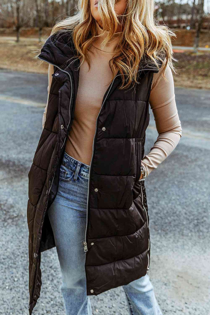 EJC Longline Hooded Sleeveless Puffer Vest