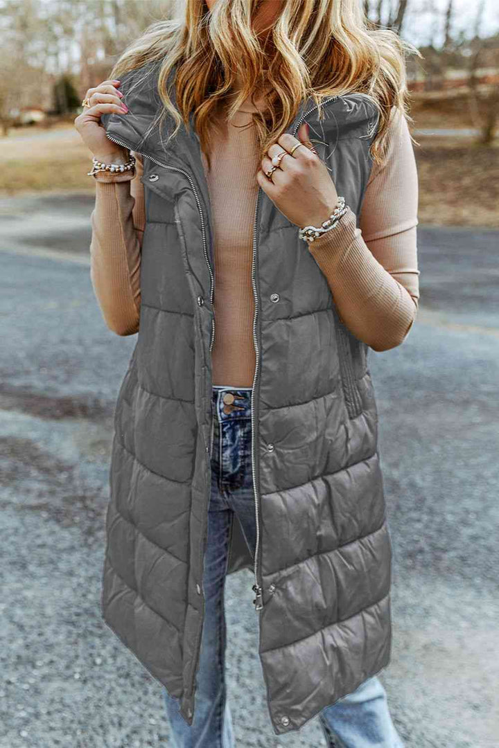 EJC Longline Hooded Sleeveless Puffer Vest