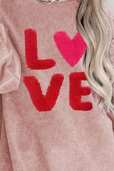 EJC LOVE Round Neck Dropped Shoulder Sweatshirt