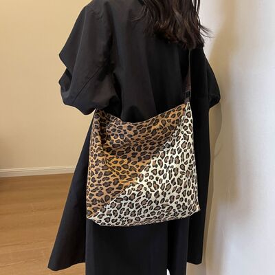 EJC Leopard Contrast Adjustable Strap Shoulder Bag