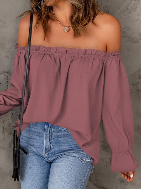 EJC Off-Shoulder Flounce Sleeve Blouse