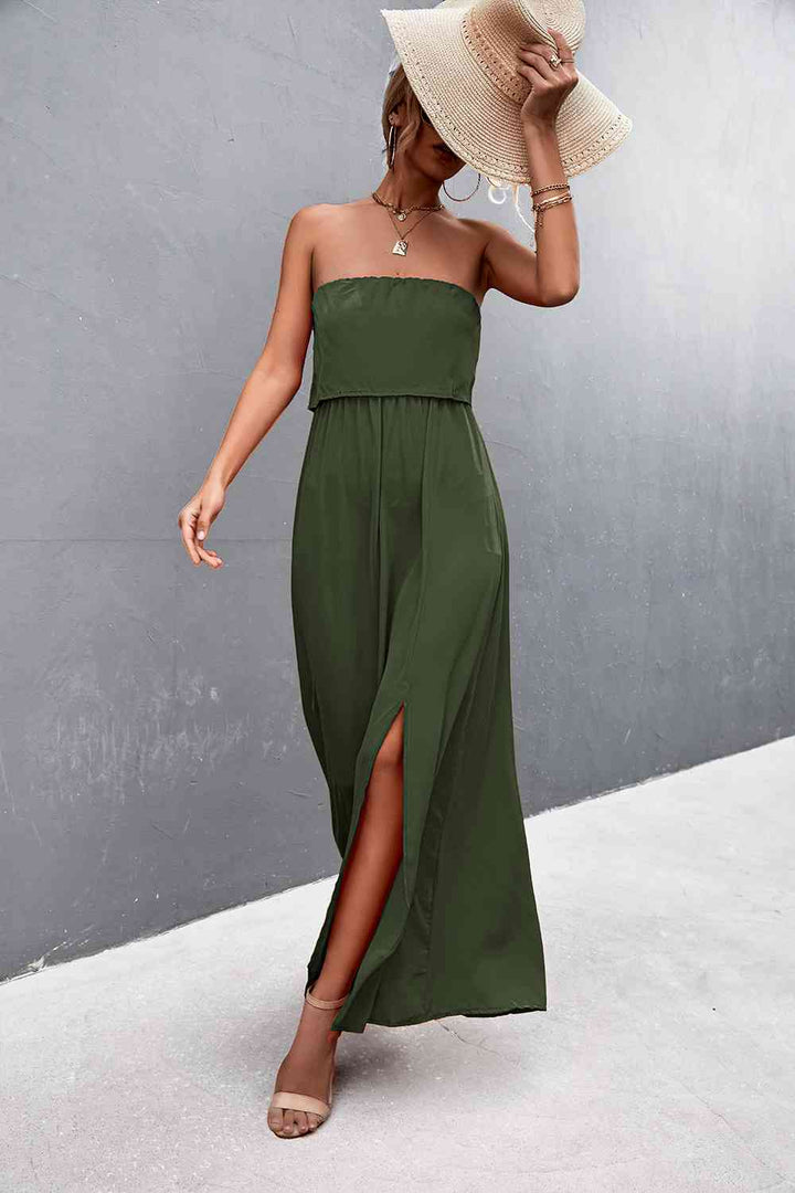 EJC Strapless Split Maxi Dress