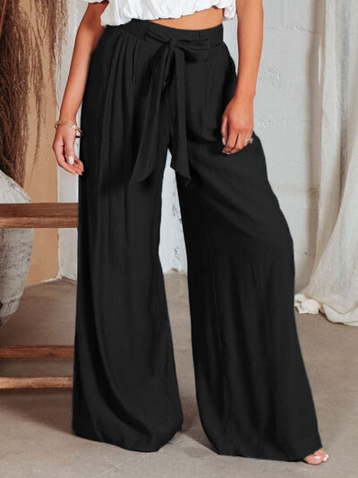 EJC Drawstring Pocketed Wide Leg Pants