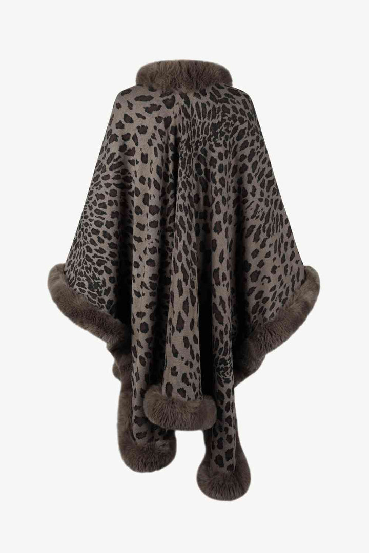 EJC Leopard Open Front Poncho