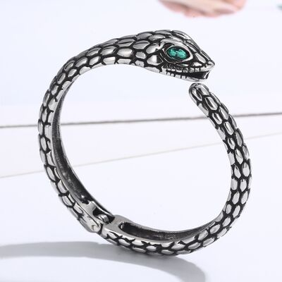 EJC Rhinestone Stainless Steel Snake Shape Bracelet