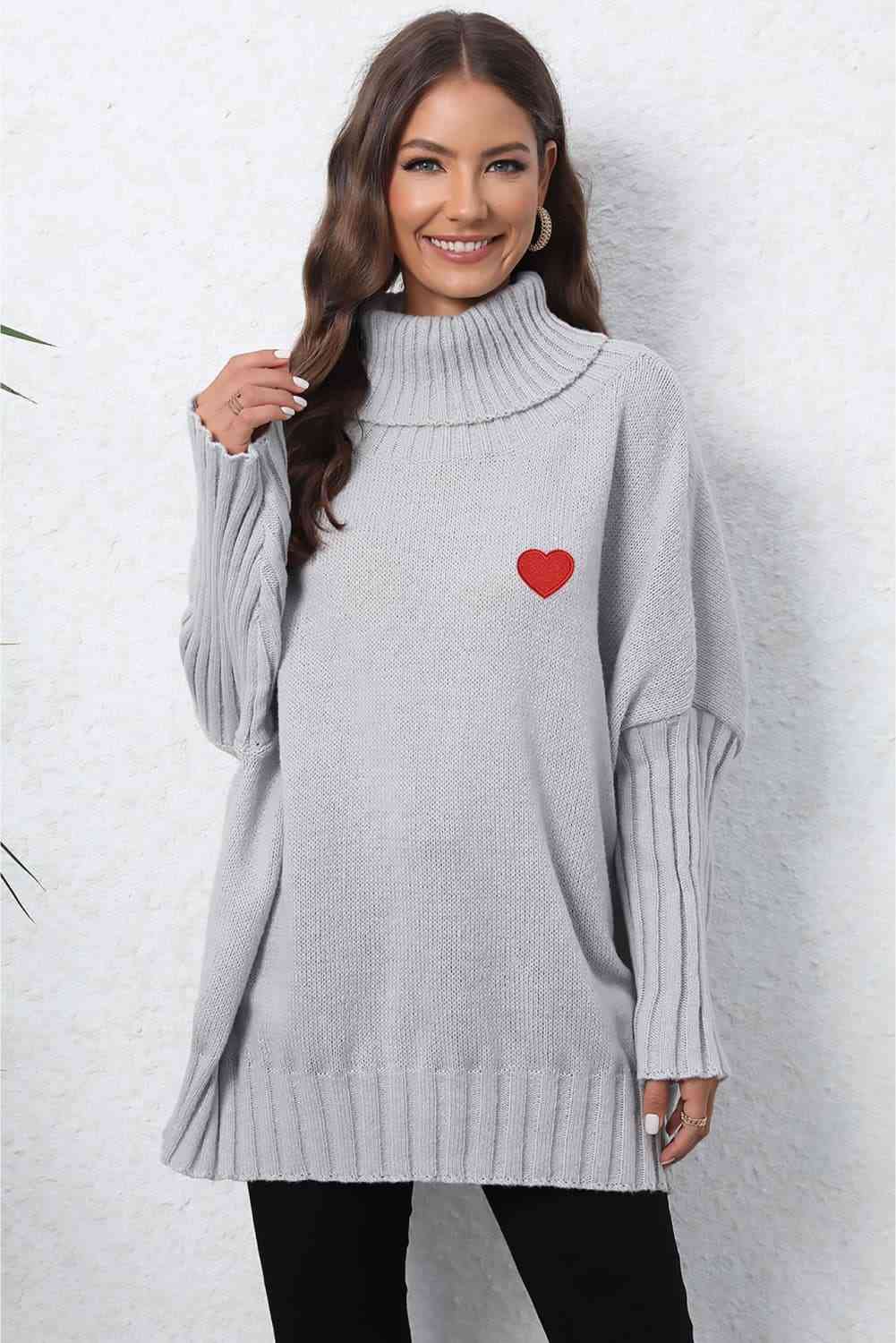 EJC Turtle Neck Long Sleeve Ribbed Sweater