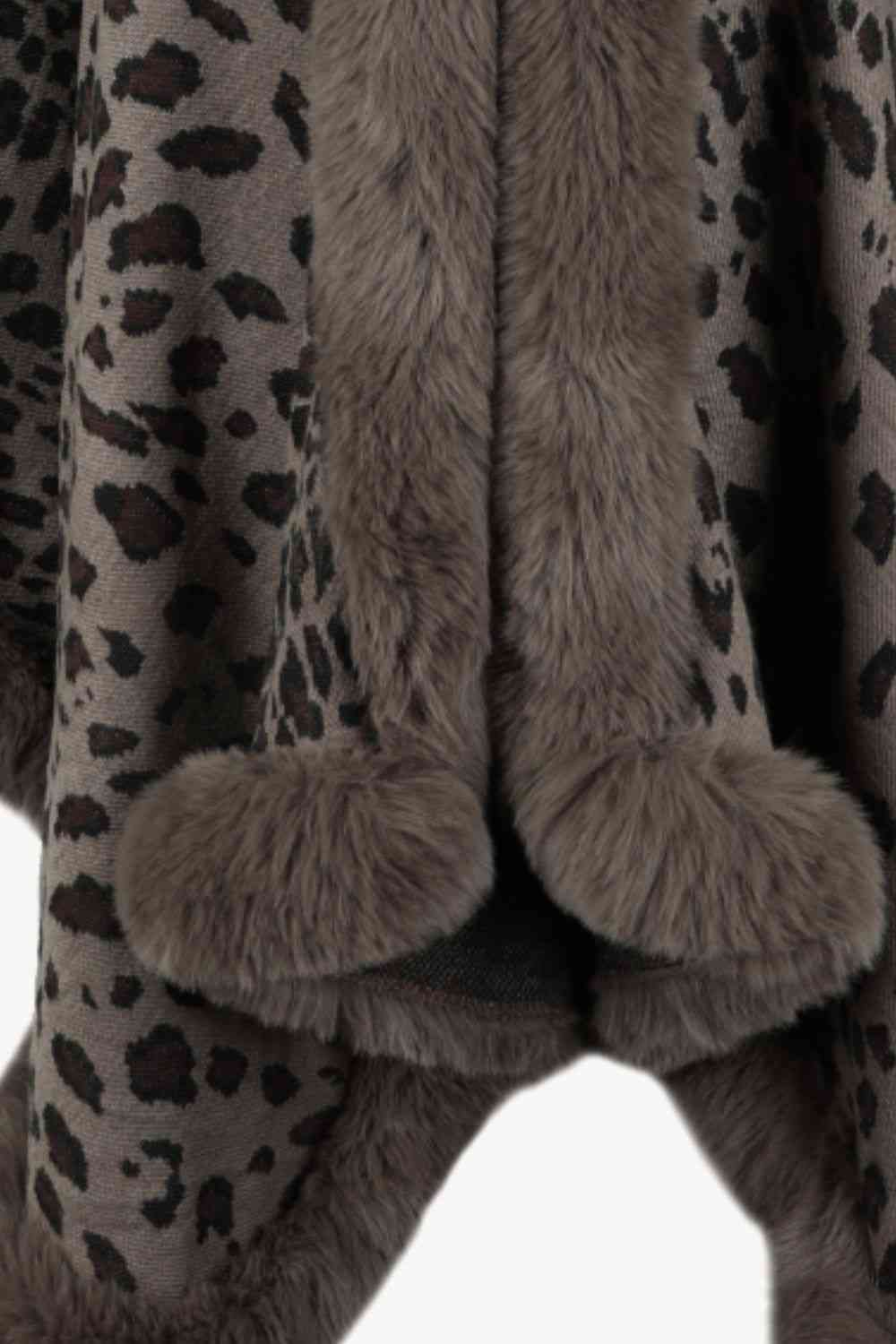 EJC Leopard Open Front Poncho