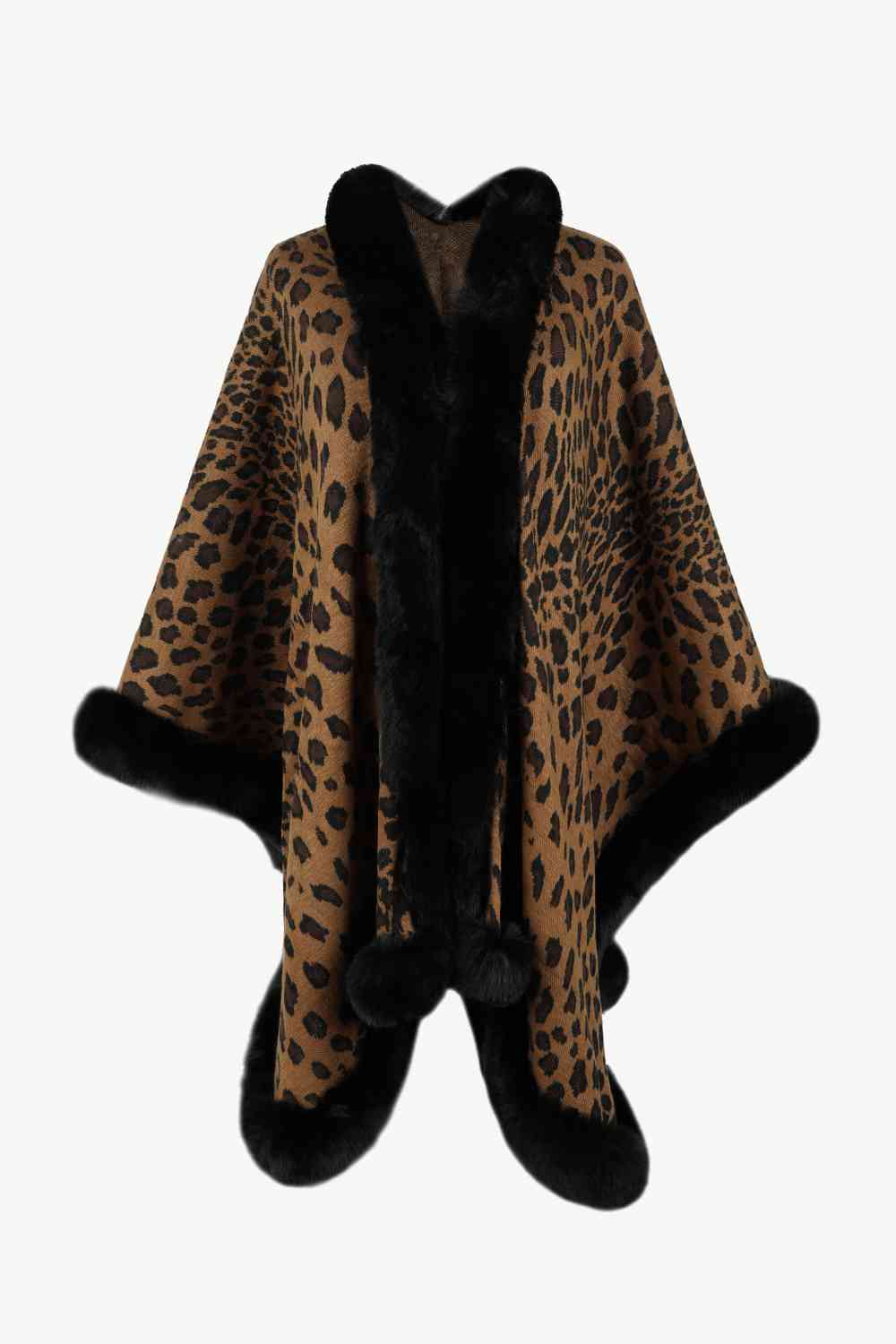 EJC Leopard Open Front Poncho