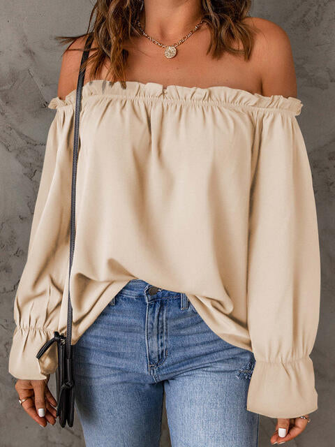 EJC Off-Shoulder Flounce Sleeve Blouse