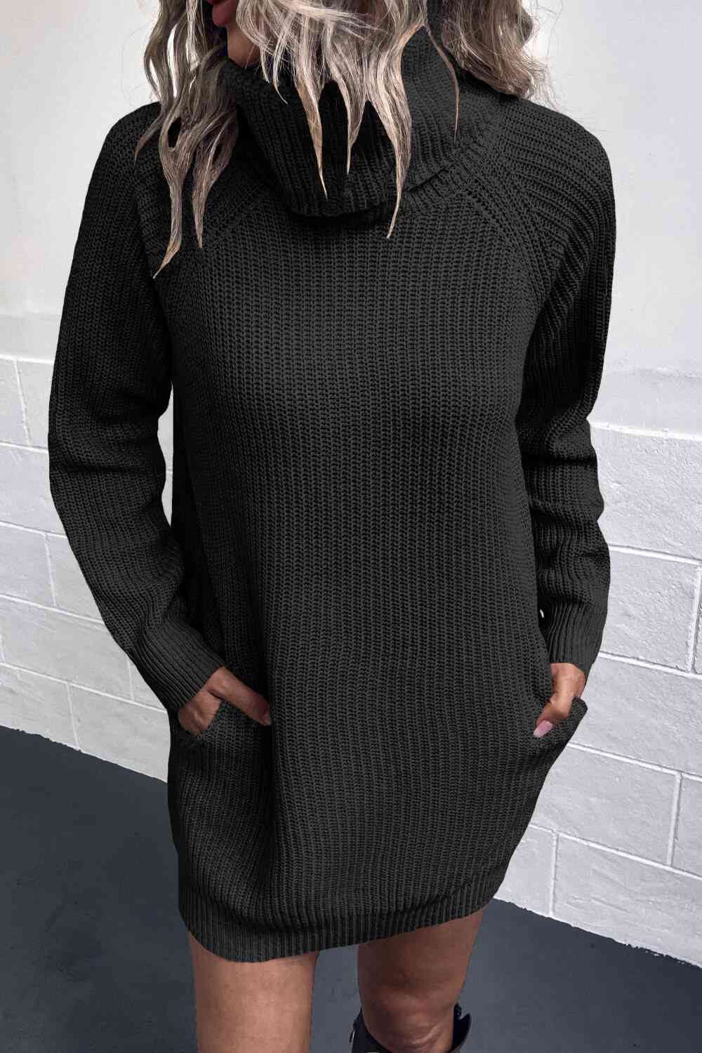 EJC Turtleneck Sweater Dress with Pockets