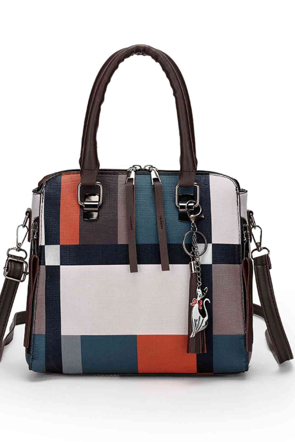 EJC 4-Piece Color Block PU Leather Bag Set