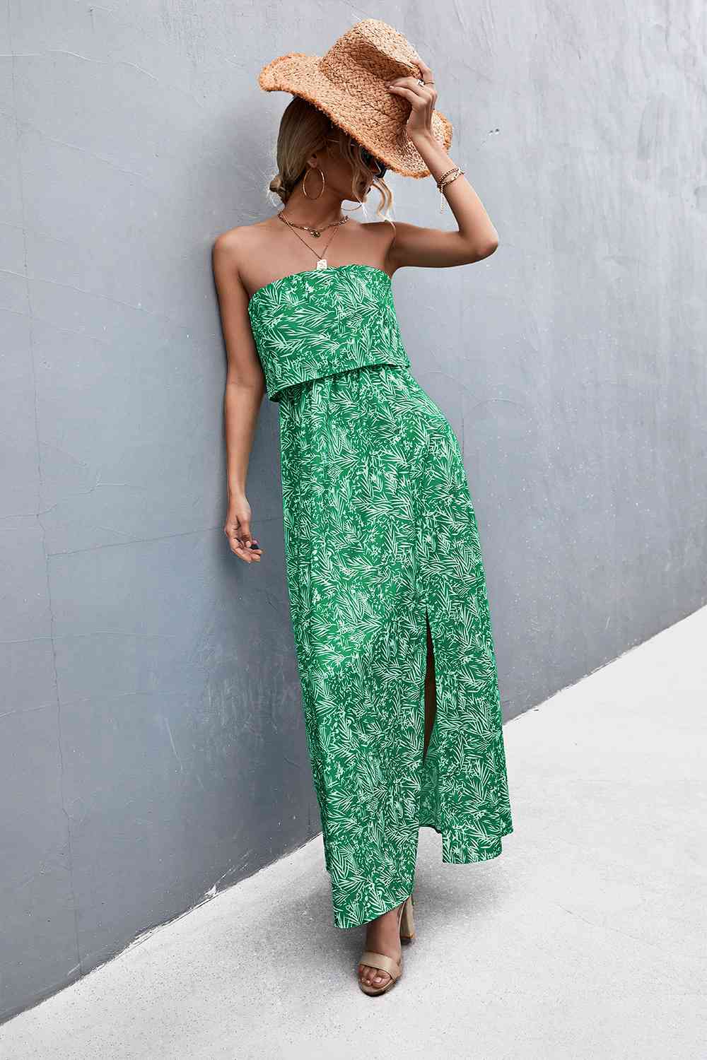 EJC Strapless Split Maxi Dress