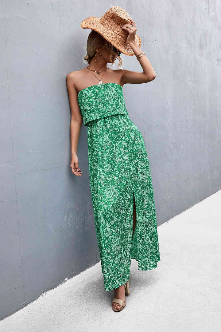 EJC Strapless Split Maxi Dress