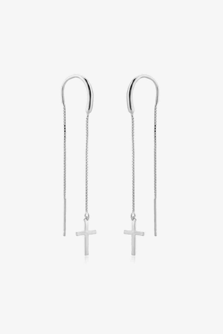 EJC Sterling Silver Cross Threader Earrings