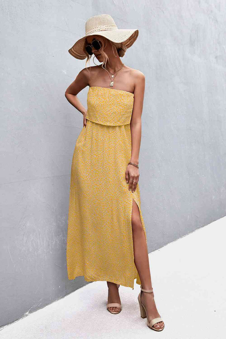 EJC Strapless Split Maxi Dress