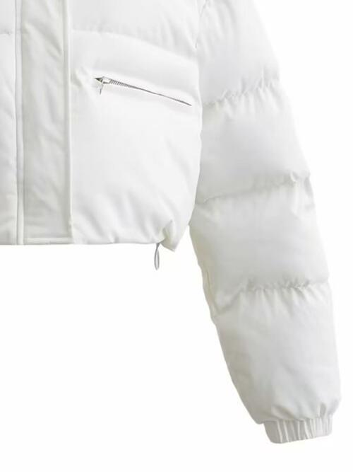 EJC Snap and Zip Closure Drawstring Cropped Winter Coat