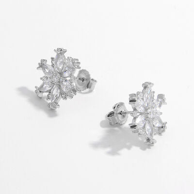 EJC 925 Sterling Silver Zircon Snowflake Earrings