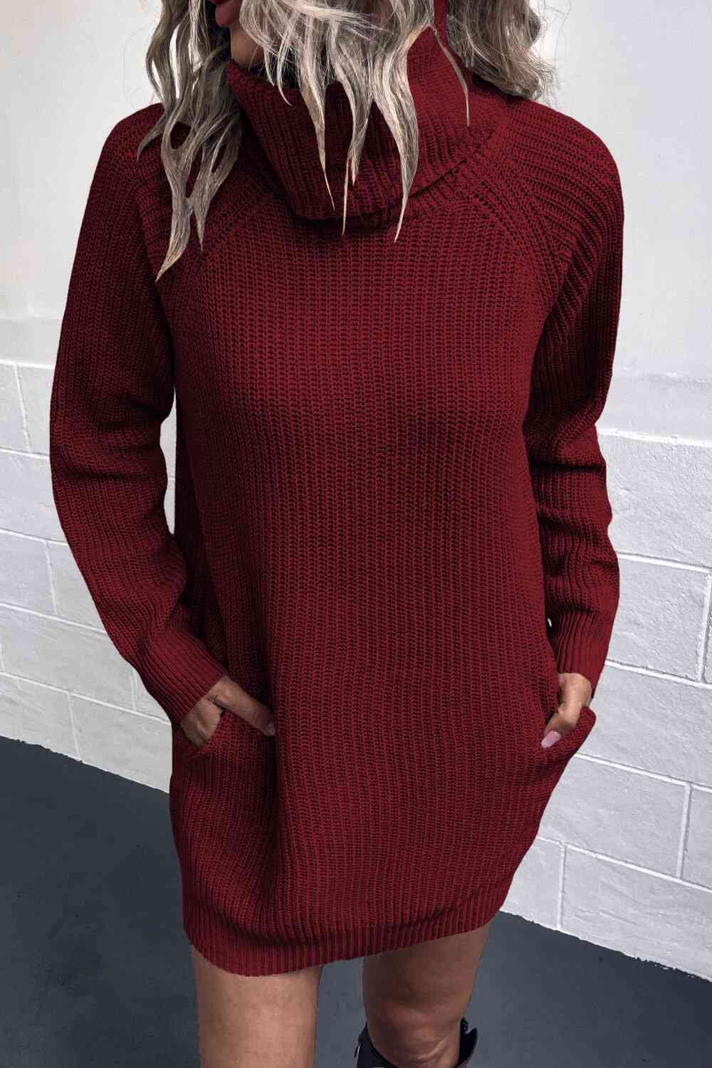 EJC Turtleneck Sweater Dress with Pockets