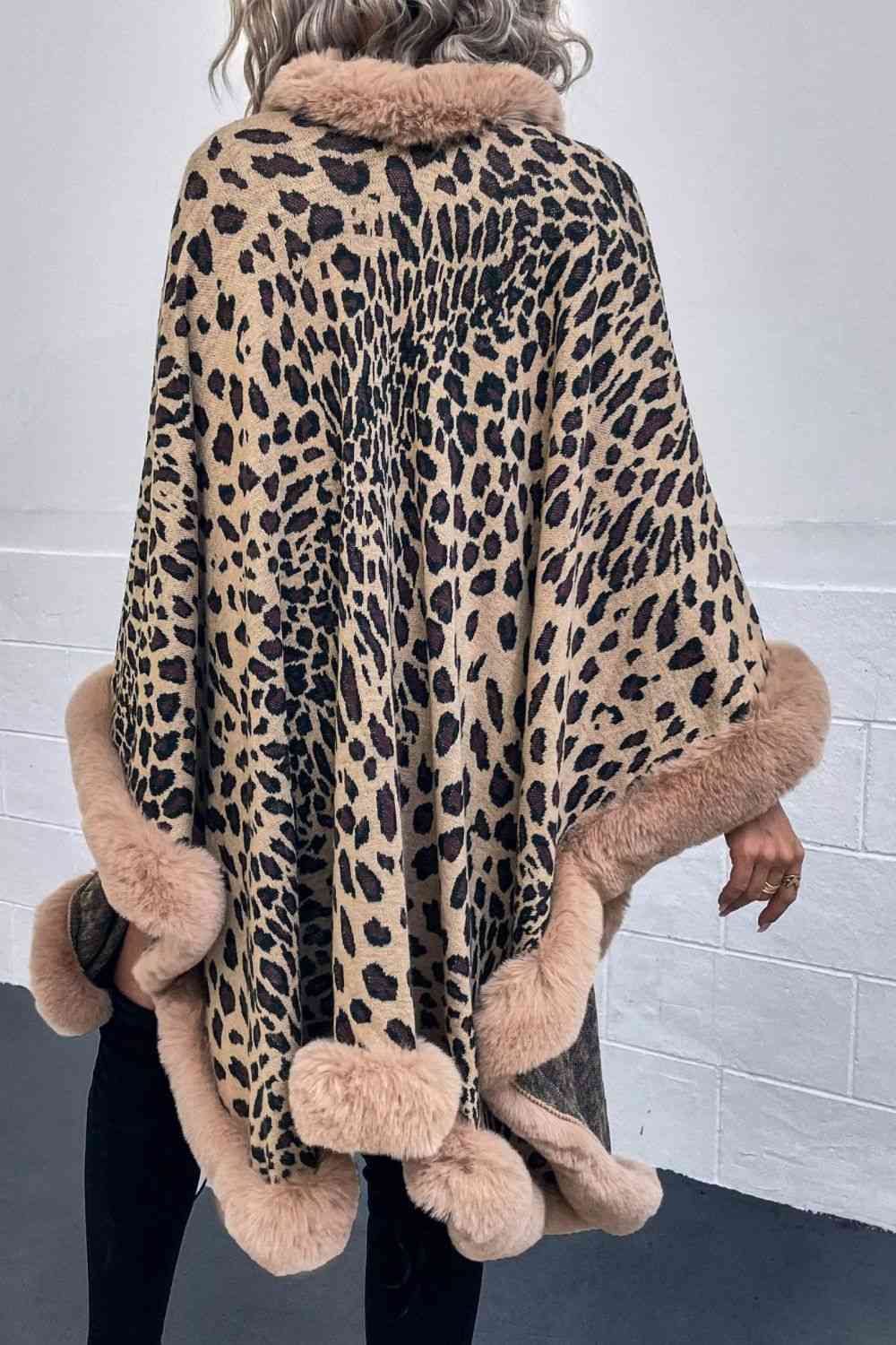 EJC Leopard Open Front Poncho