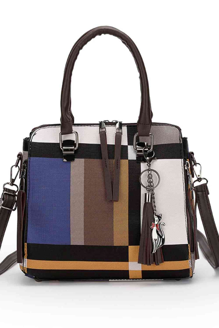 EJC 4-Piece Color Block PU Leather Bag Set