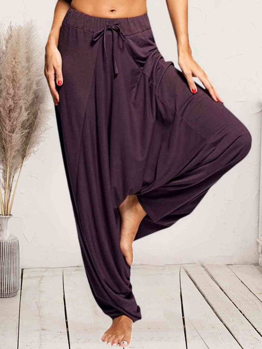 EJC Tied Mid Waist Long Harem Pants