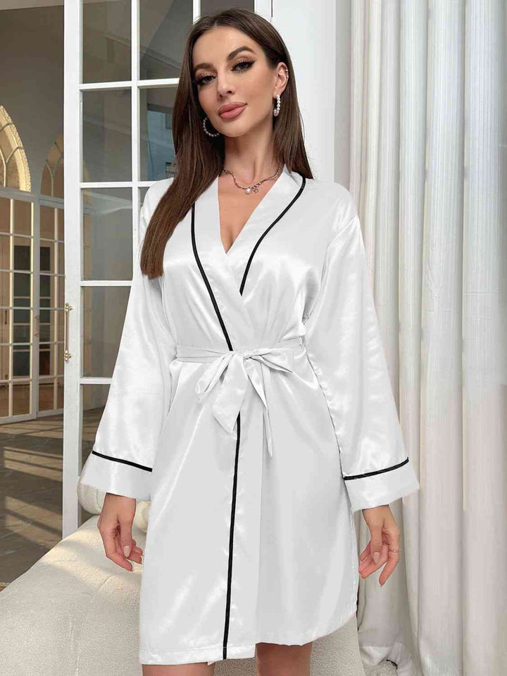 EJC Tie Waist Surplice Neck Robe