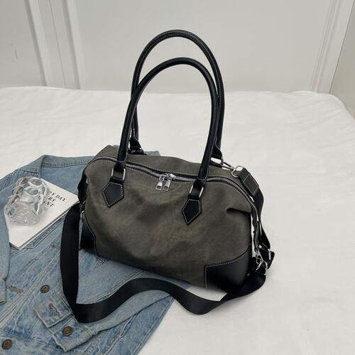 EJC Contrast PU Leather Shoulder Bag